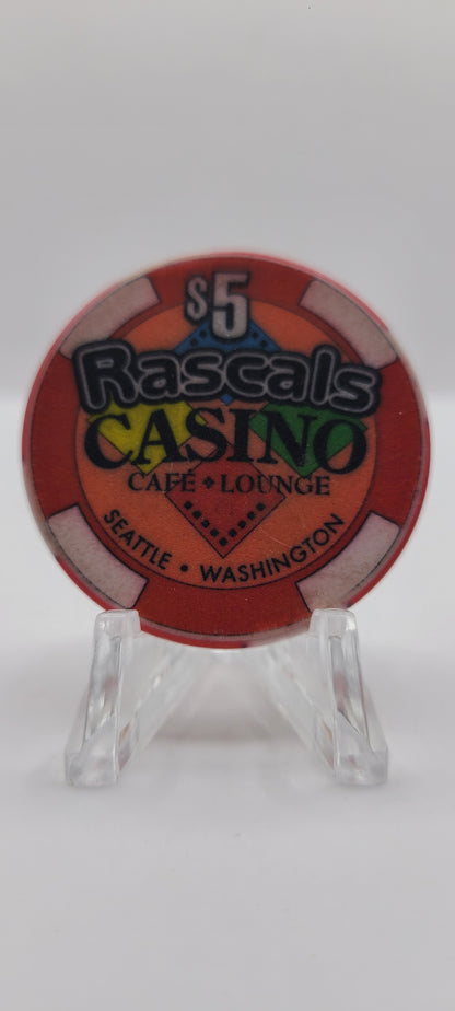 Rascals Casino Seattle Washington "Card Room" $5 Chip