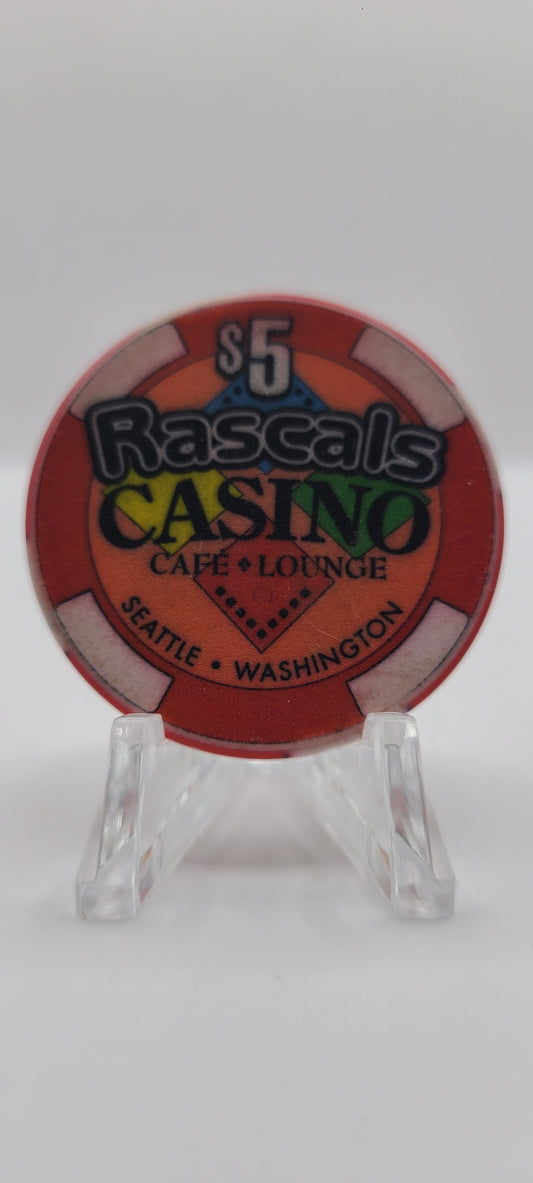 Rascals Casino Seattle Washington "Card Room" $5 Chip