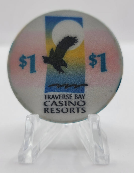 Leelanau Sands Casino "Traverse Bay" Peshawbestown Michigan $1 Chip