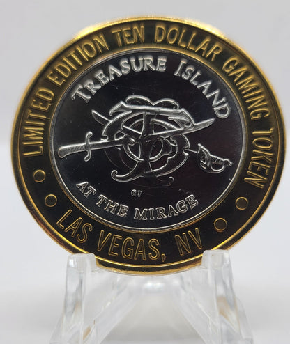 Treasure Island Resort Casino Las Vegas Nevada 1993 $10 Silver Strike