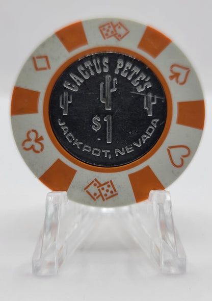 Cactus Pete's Casino Jackpot Nevada 1980's $1 Coin Inlay Chip V2189