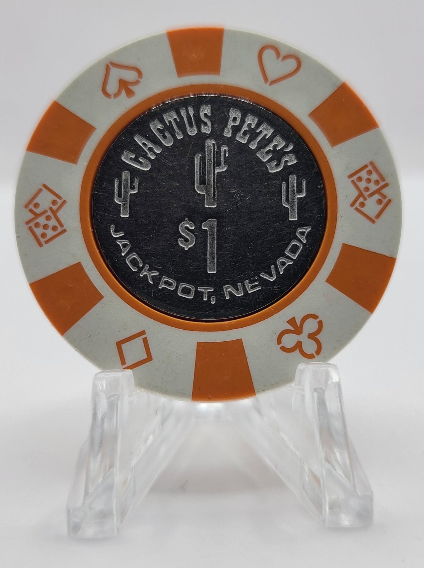 Cactus Pete's Casino Jackpot Nevada 1980's $1 Coin Inlay Chip V2189