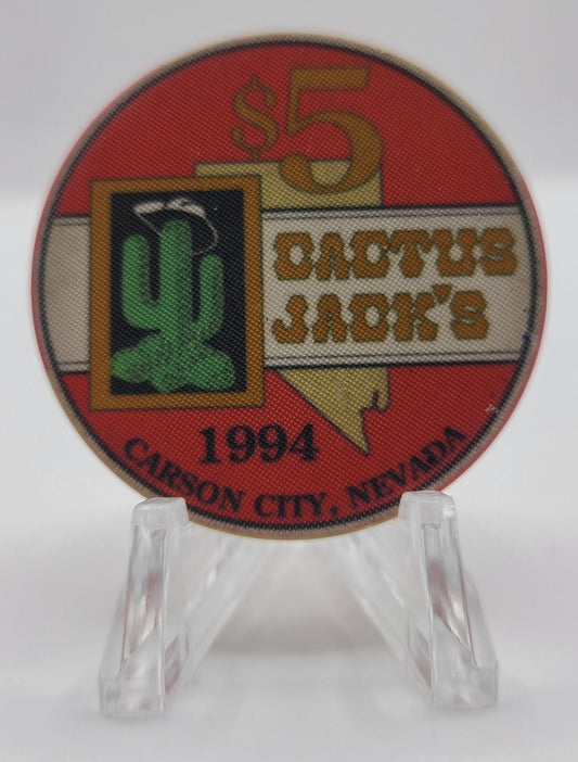 Cactus Jack's Carson City Nevada 1995 "Ltd 2000" $5 Chip N0647