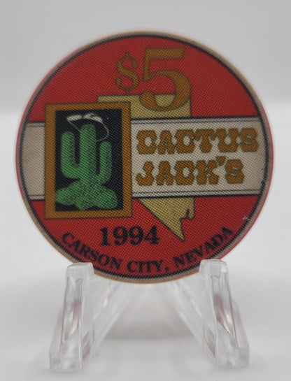 Cactus Jack's Carson City Nevada 1994 "Ltd 2000" $5 Chip N0645