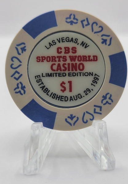 CBS Sports World Casino Las Vegas Nevada 1997 "Grand Opening" $1 Chip N9452