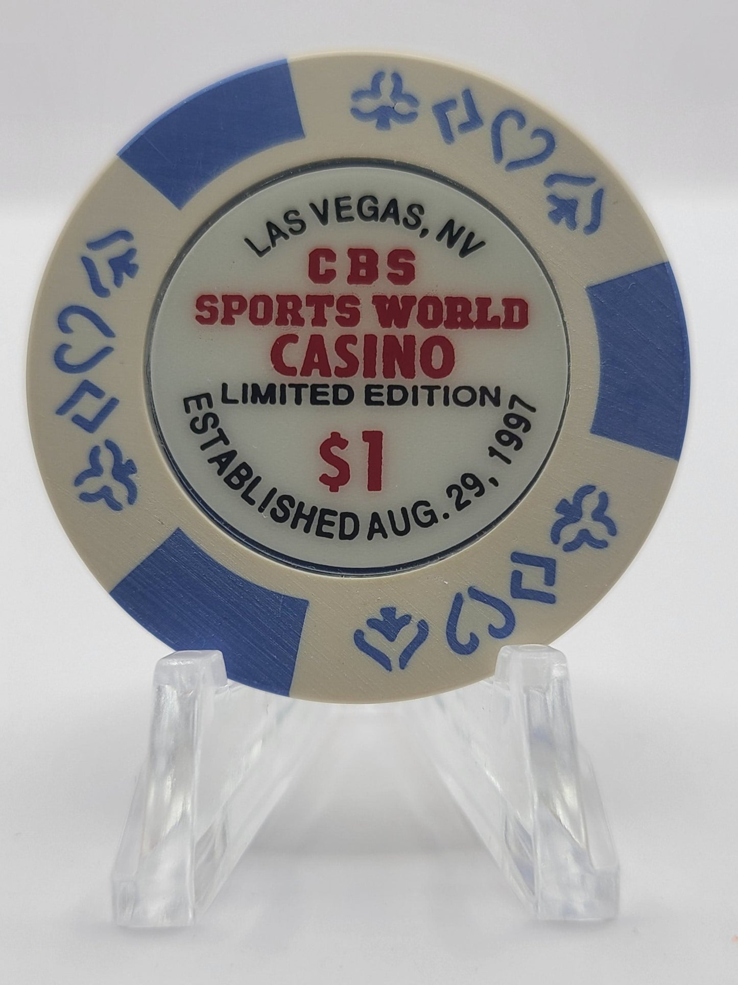 CBS Sports World Casino Las Vegas Nevada 1997 "Grand Opening" $1 Chip N9452