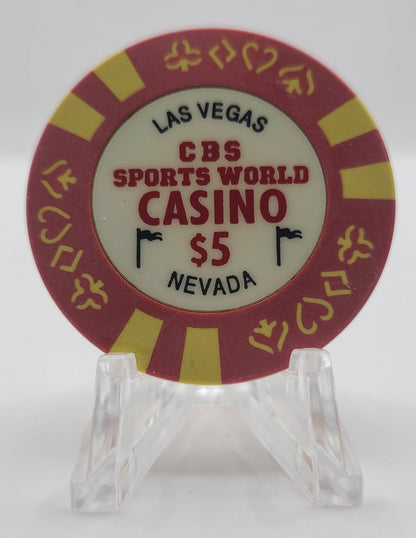 CBS Sports World Casino Las Vegas Nevada 1998 $5 Chip N9453