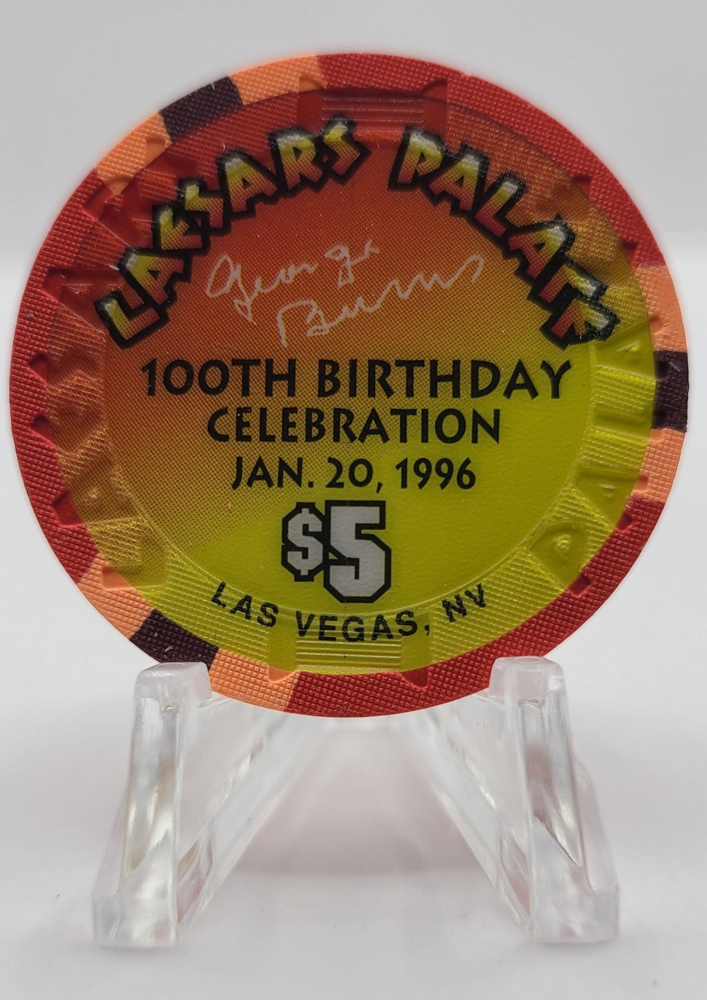 Caesars Palace Las Vegas Nevada 1995 "George Burns 100th Birthday" $5 Chip N4732