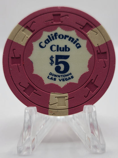 California Club Casino Las Vegas Nevada 1960's $5 Chip N3708