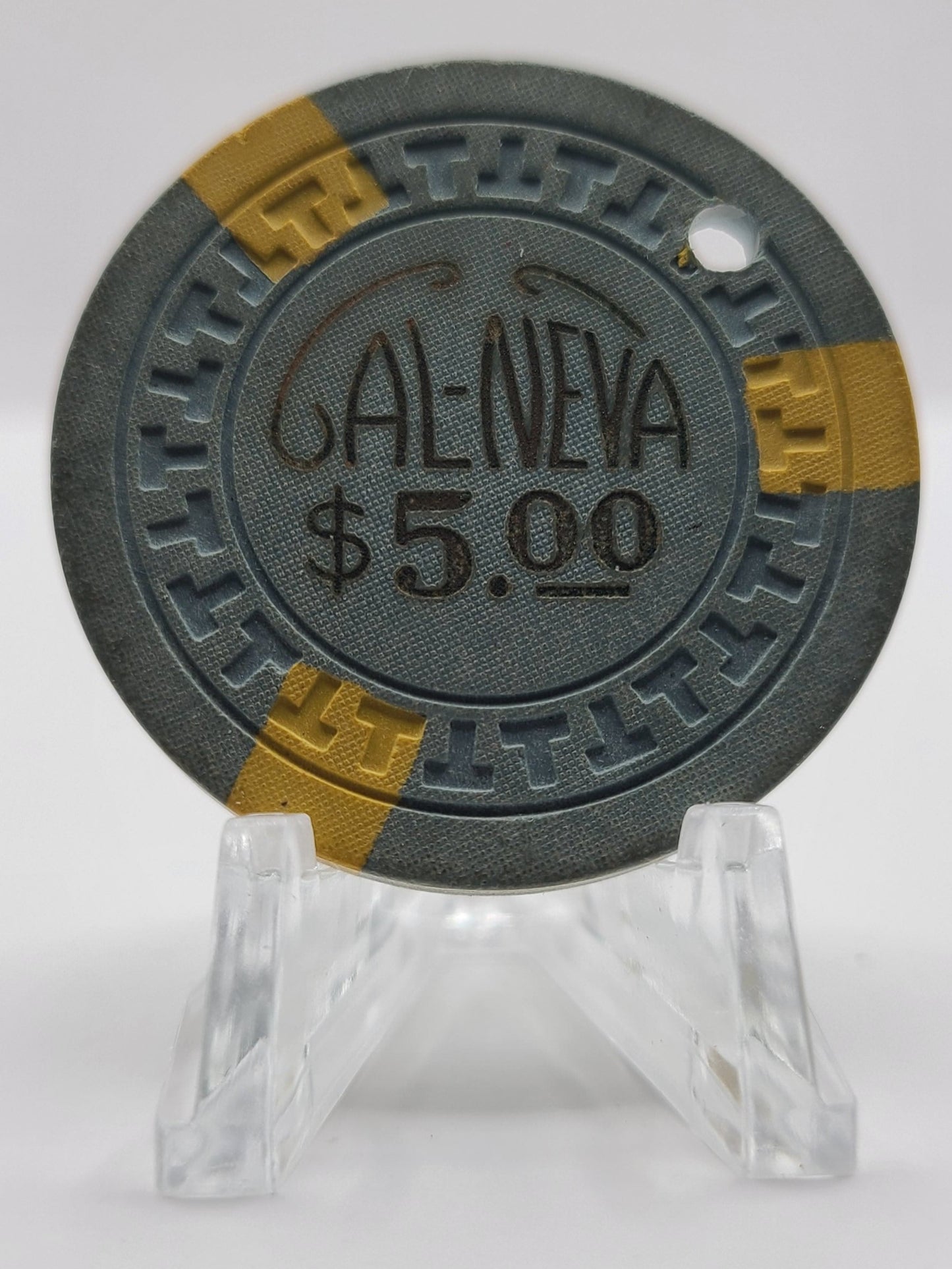 Cal-Neva Lodge Lake Tahoe Nevada 1951 "Drilled" $5 Chip N7676.C