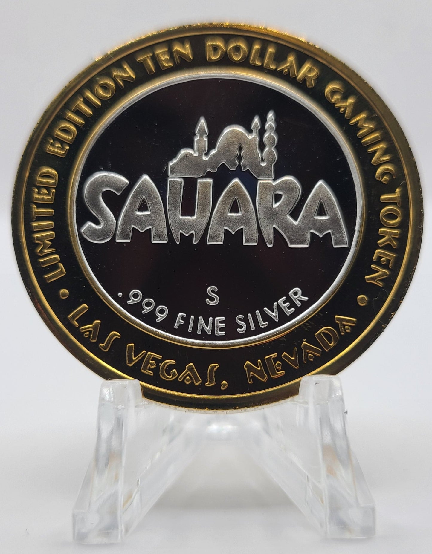 Sahara Hotel Casino Las Vegas Nevada 1997 $10 Silver Strike