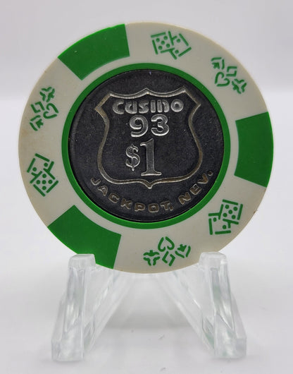 Casino 93 Jackpot Nevada 1980's $1 Coin Inlay Chip N3189