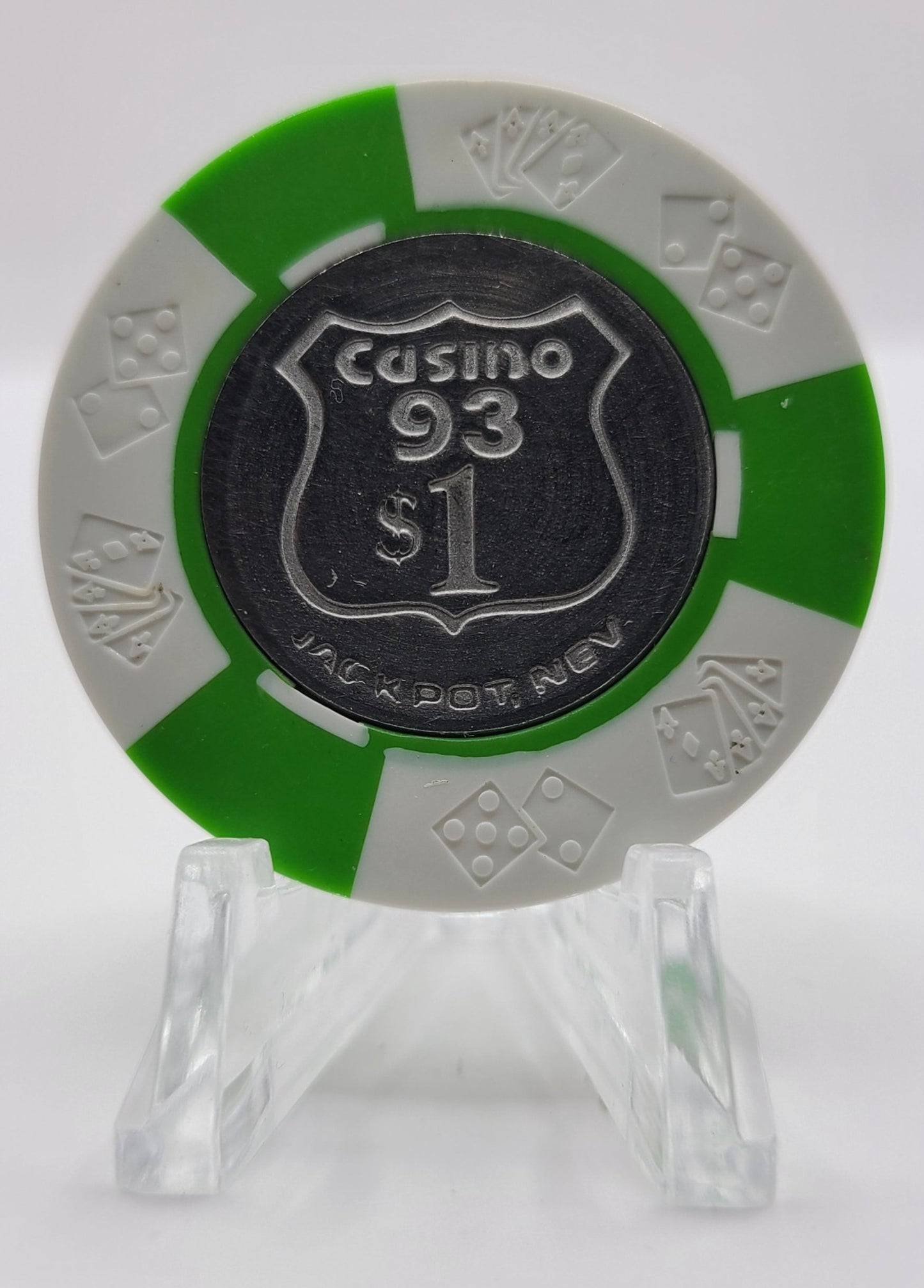 Casino 93 Jackpot Nevada 1970's $1 Coin Inlay Chip N0913