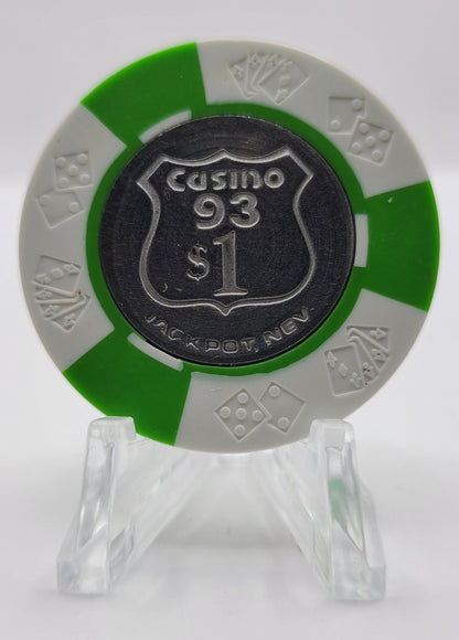 Casino 93 Jackpot Nevada 1970's $1 Coin Inlay Chip N0913