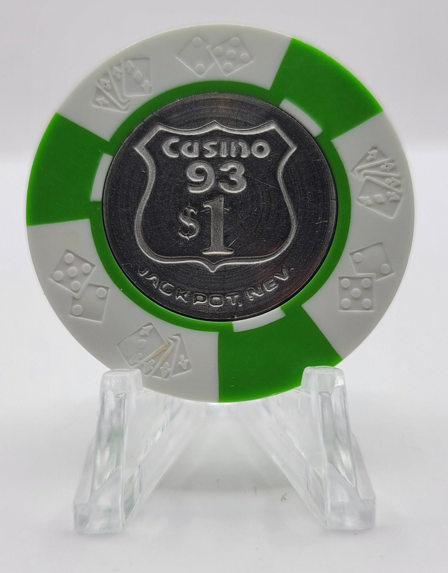 Casino 93 Jackpot Nevada 1970's $1 Coin Inlay Chip N0913