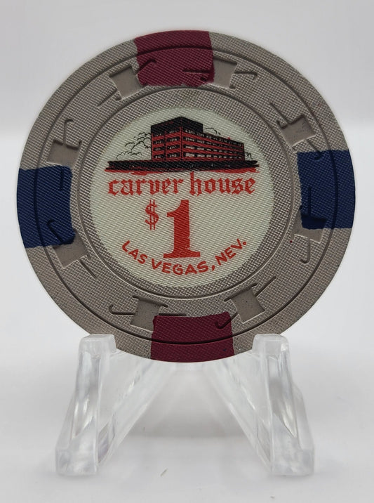 Carver House Las Vegas Nevada 1961 $1 Chip N1429.E (Extra Black on Building)