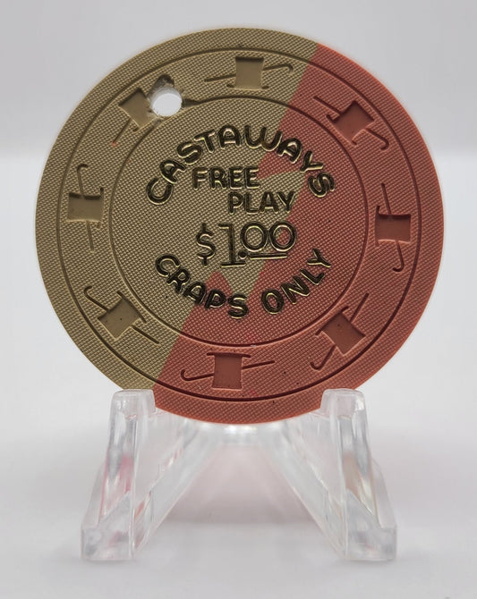 Castaways Casino Las Vegas Nevada 1963 $1 (Drilled) "Free Play Craps Only" Chip N4011