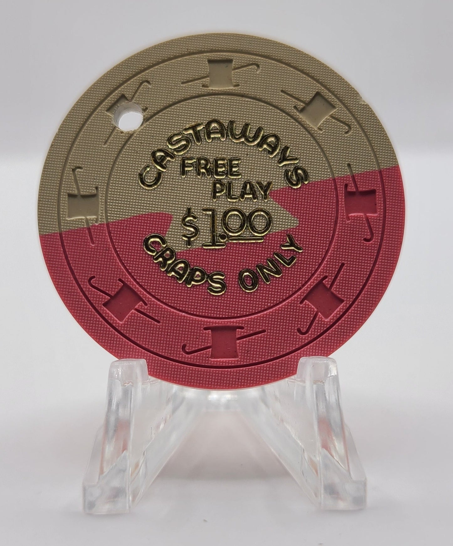 Castaways Casino Las Vegas Nevada 1963 $1 (Drilled) "Free Play Craps Only" Chip N4011