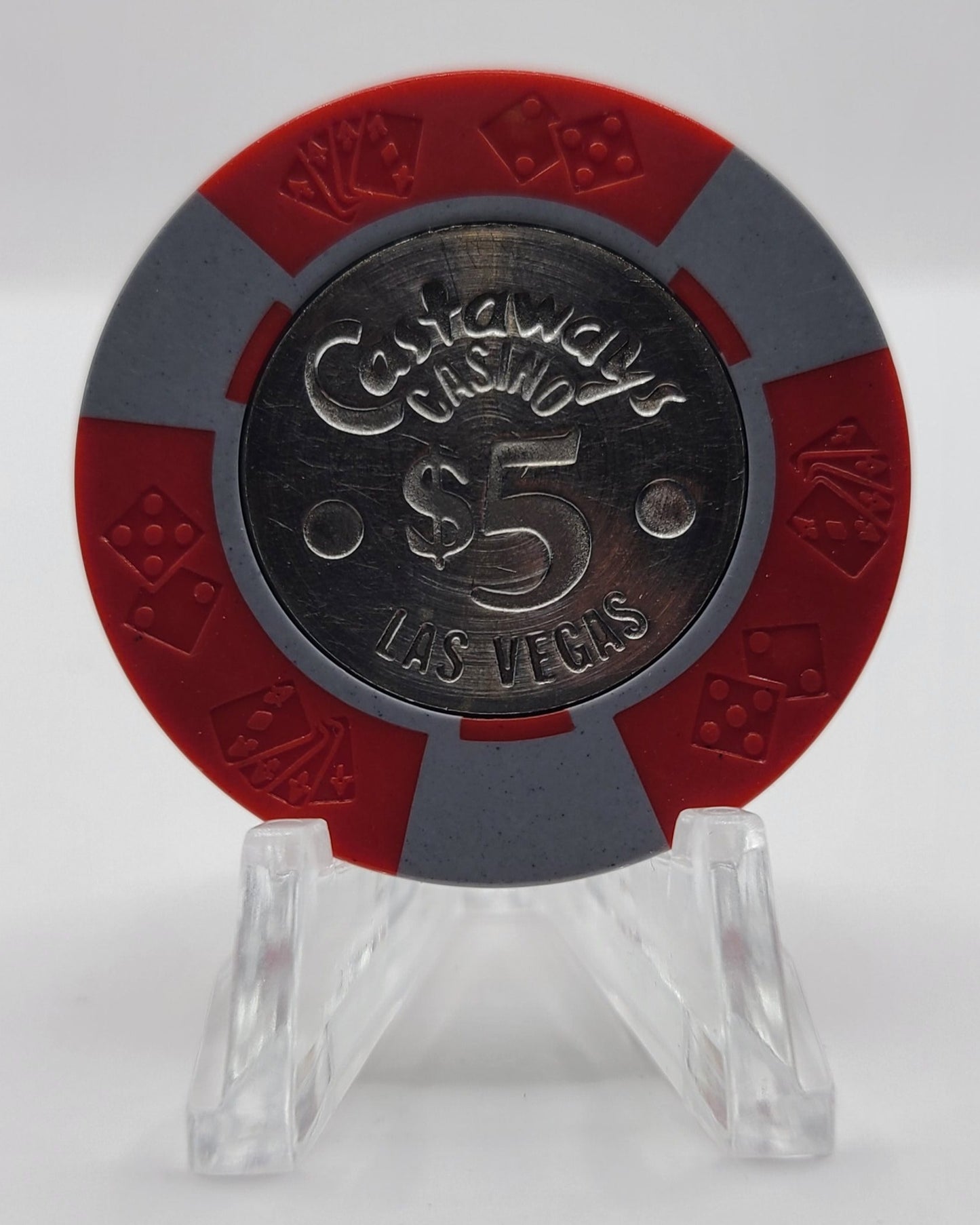 Castaways Casino Las Vegas Nevada 1980's $5 "Coin Inlay" Chip N7250