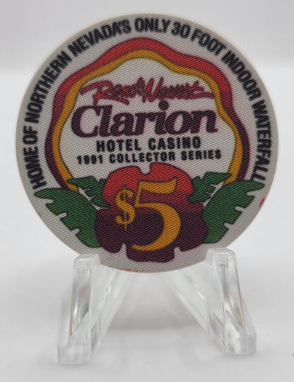 Clarion Hotel Casino Reno Nevada 1991 $5 Chip N5021