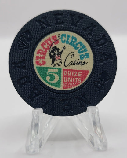 Circus Circus Casino Las Vegas Nevada 1968 "5 Prize Units" Chip N6118 "UNCIRCULATED"