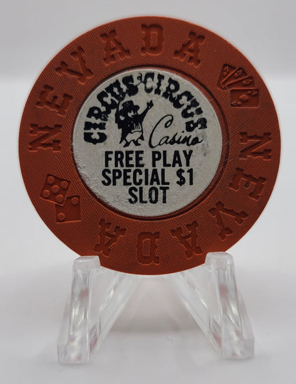 Circus Circus Casino Las Vegas Nevada 1970's $1 "Free Play Special Slot" Chip E3952