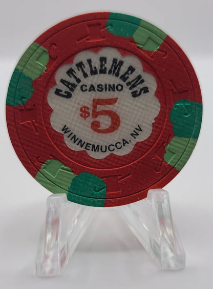 Cattlemens Casino Winnemucca Nevada 1985 $5 Chip N2595 "UNCIRCULATED"