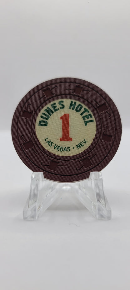 Dunes Hotel Casino Las Vegas Nevada 1960 "Dark Brown" Roulette Chip E0337 Dk Br