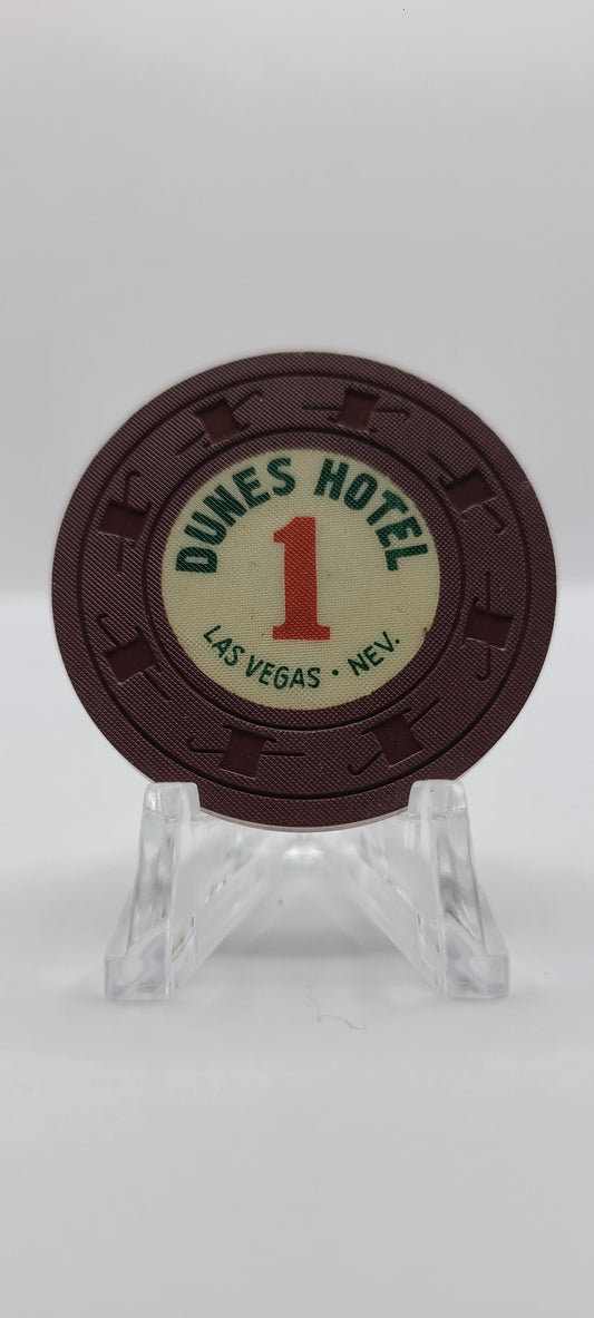 Dunes Hotel Casino Las Vegas Nevada 1960 "Dark Brown" Roulette Chip E0337 Dk Br