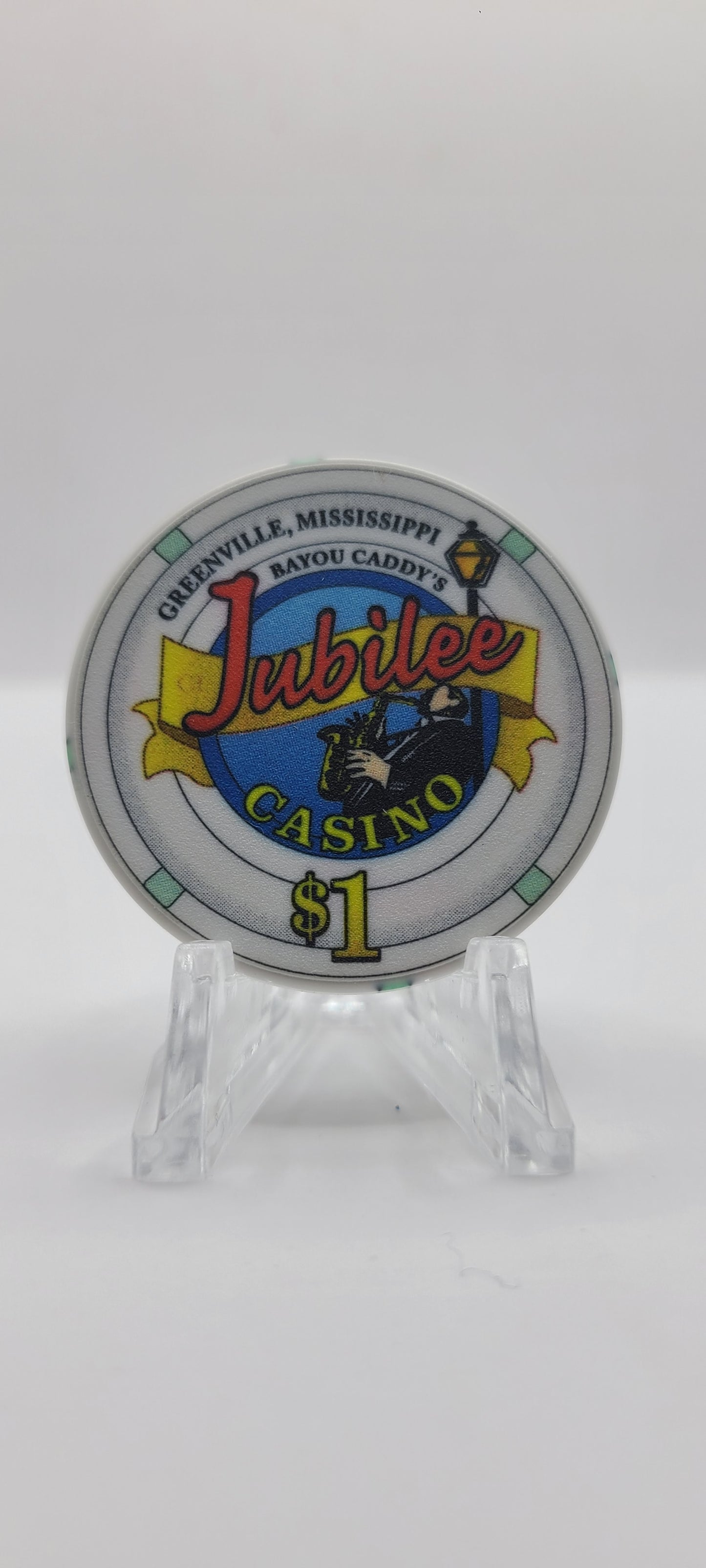 Jubilee Riverboat Casino "Bayou Caddy's " Lakeshore/Greenville Mississippi $1 Chip