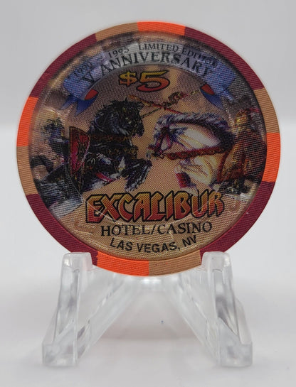 Excalibur Hotel Casino Las Vegas Nevada 1995 "Anniversary" $5 Chip N2620