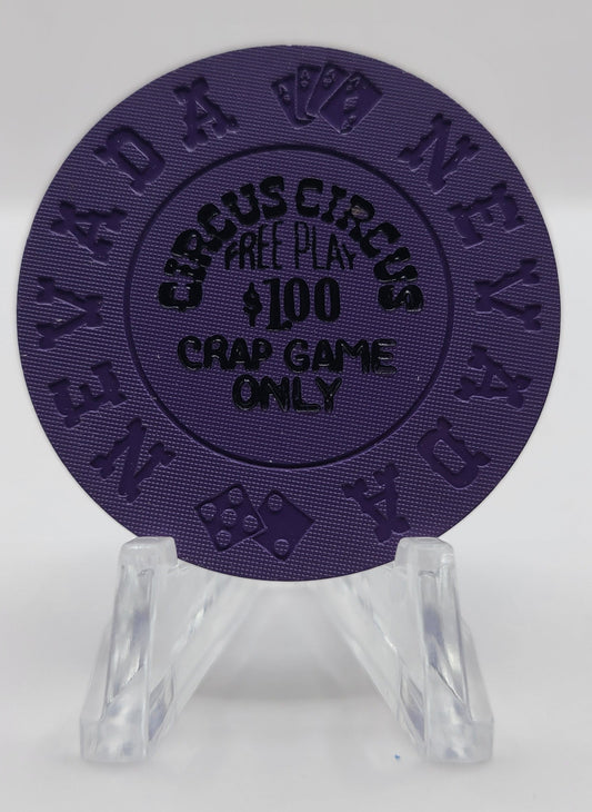 Circus Circus Casino Las Vegas Nevada 1970's $1 "Crap Game Only" Chip V6864 "UNCIRCULATED"