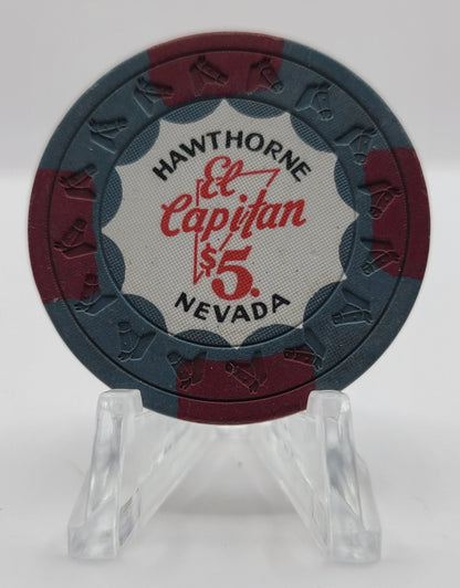 El Capitan Casino Hawthorne Nevada 1970's $5 Chip N3209