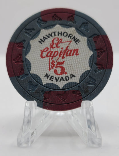 El Capitan Casino Hawthorne Nevada 1970's $5 Chip N3209