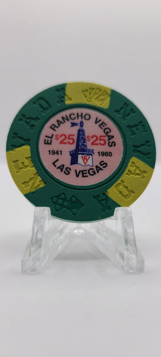 El Rancho Vegas Casino Las Vegas Nevada "Borland Imitation" $25 Chip E7077