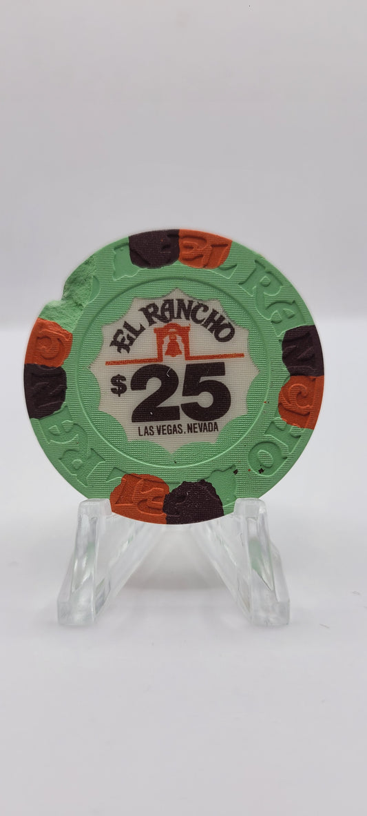 El Rancho Hotel Casino Las Vegas Nevada 1982 $25 Chip N4644 "DAMAGED"