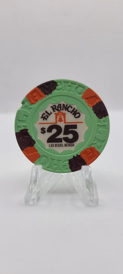 El Rancho Hotel Casino Las Vegas Nevada 1982 $25 Chip N4644 "DAMAGED"