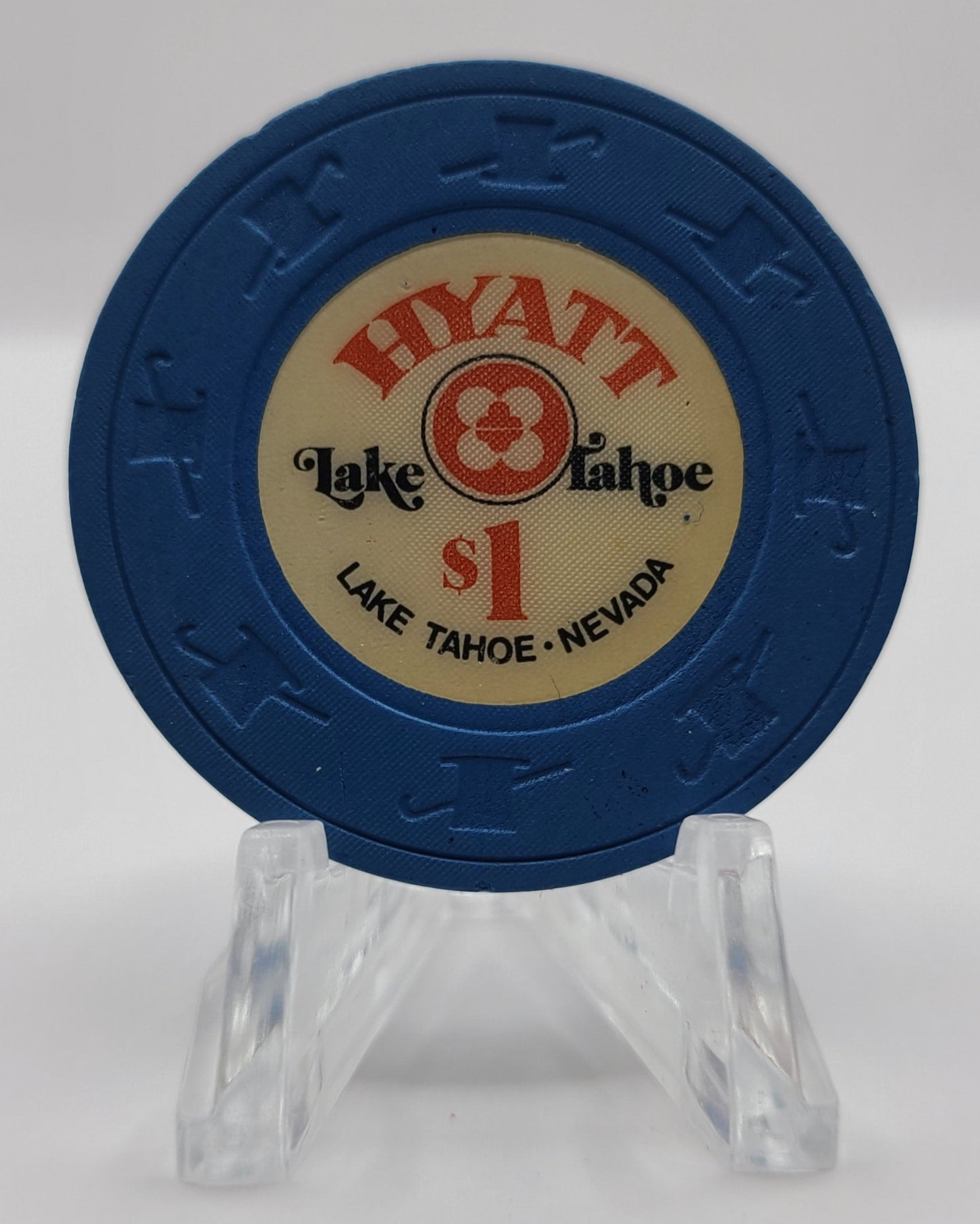 Hyatt Hotel Casino Lake Tahoe Nevada 1982 "Short Cane" $1 Chip N5198.S