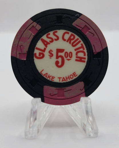 Glass Crutch Casino Lake Tahoe Nevada 1960's $5 Chip N8418