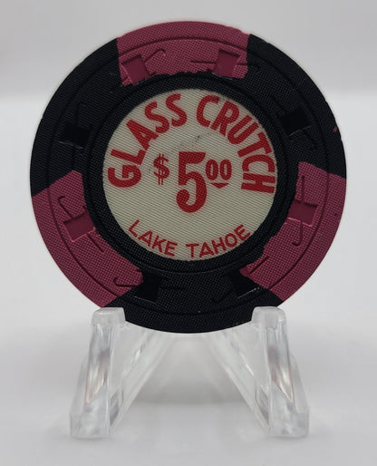 Glass Crutch Casino Lake Tahoe Nevada 1960's $5 Chip N8418