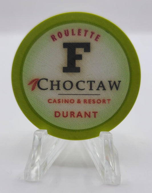 Choctaw Casino & Resort Durant Oklahoma F Green Roulette Chip