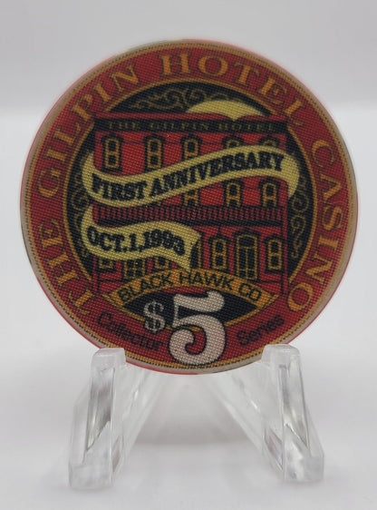 The Gilpin Casino Black Hawk Colorado $5 Chip "1st Anniversary"