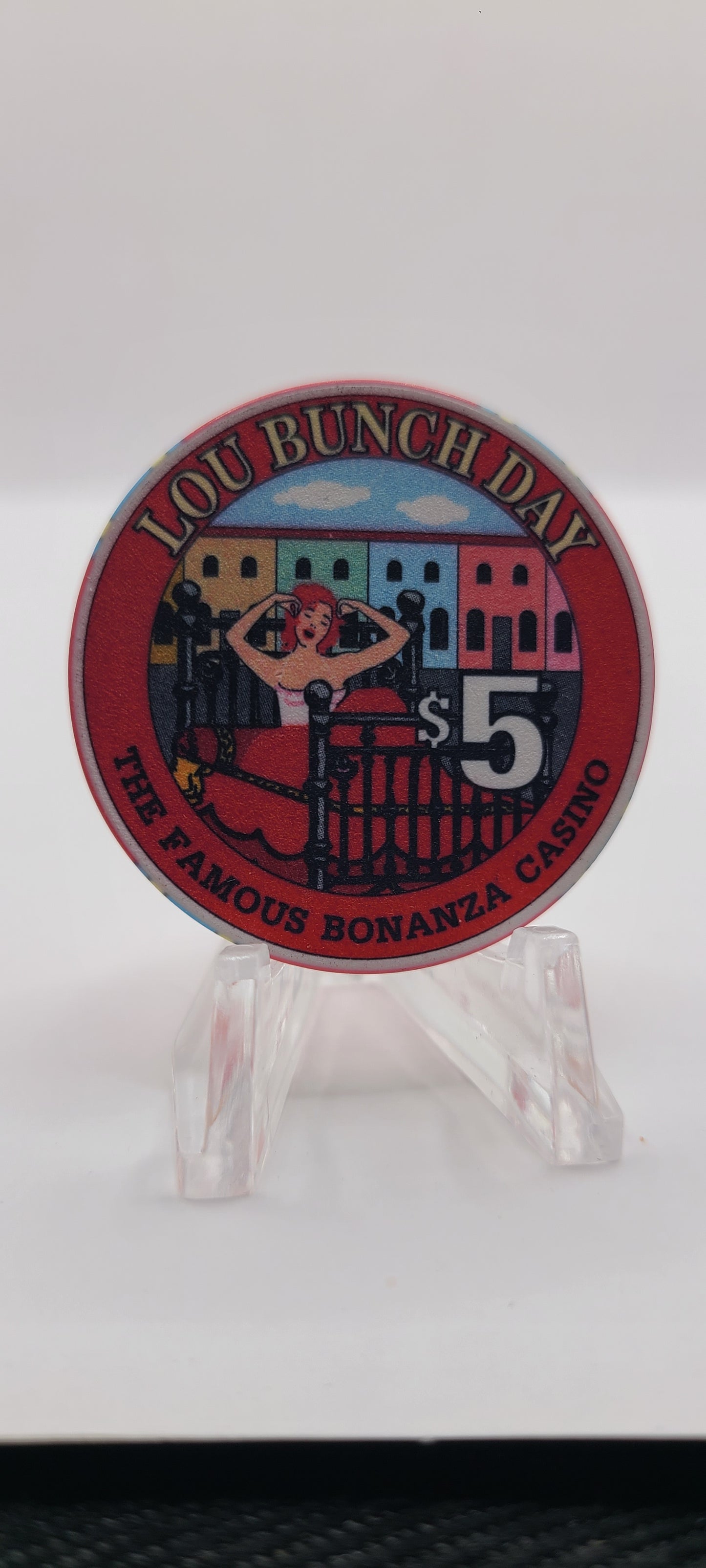 The Famous Bonanza Casino Central City Colorado 1996 "Lou Bunch Day" $5 Chip