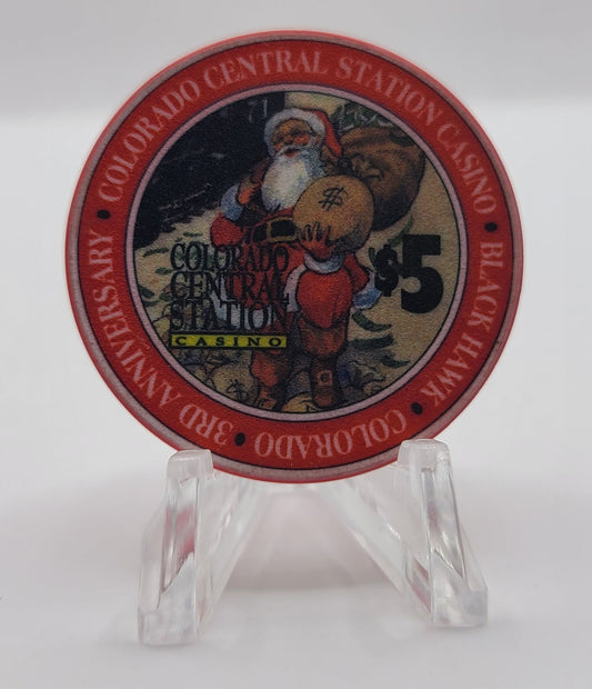 Colorado Central Station Black Hawk Colorado 1996 "3rd Anniversary" $5 Chip