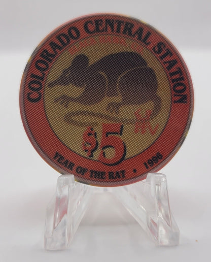 Colorado Central Station Black Hawk Colorado 1996 "Year of the Rat" $5 Chip