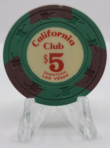 California Club Casino Las Vegas Nevada 1960's $5 Chip N1403