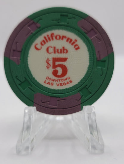 California Club Casino Las Vegas Nevada 1960's $5 Chip N1398