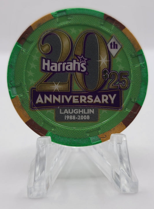 Harrah's Casino Laughlin Nevada 2008 "20th Anniversary" $25 Chip E8479