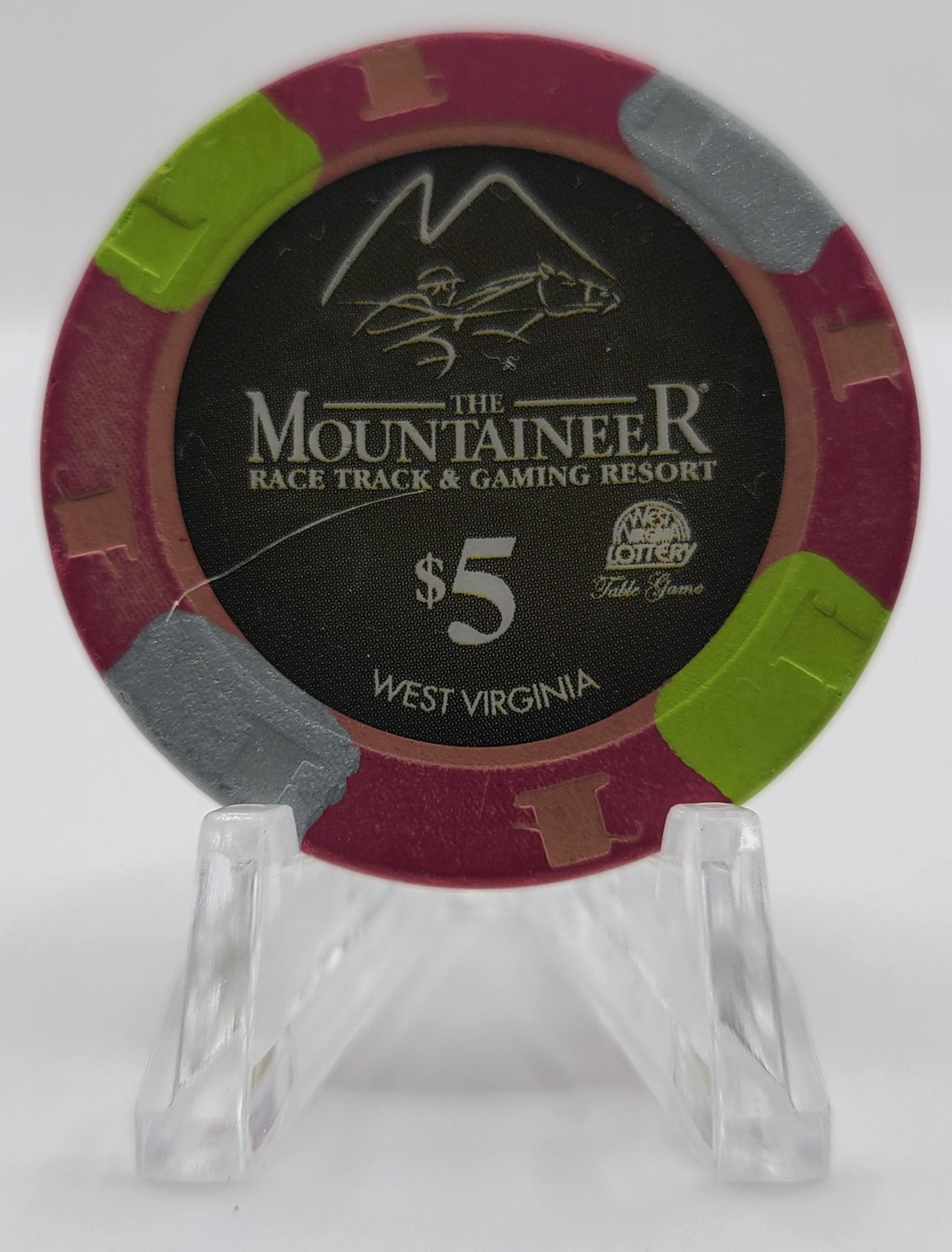 Mountaineer Race Track & Gaming Resort Chester West Virginia 2007 $5 Chip "Worn"