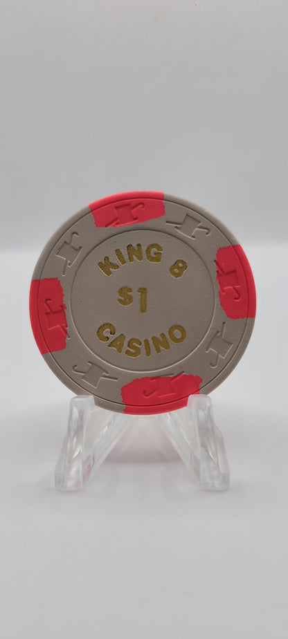 King 8 Casino Las Vegas Nevada 1980's $1 Chip N2377 (Worn)